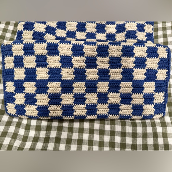 Clare V Summer Simple Tote- Blue & White checkered - Picture 6 of 9